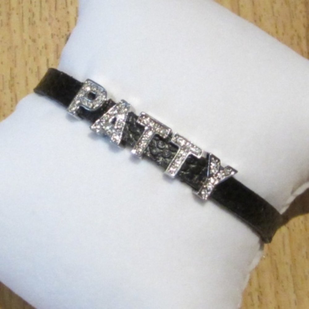 ’PATTY’ Black & Silver Charm Bracelet NWOT